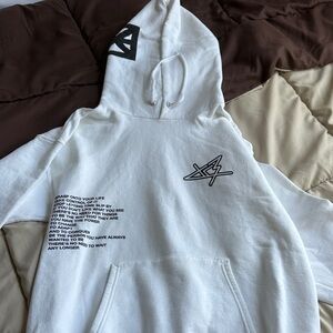 White Graphic Hoodie with Black Print designed by Got7 Mark Tuan